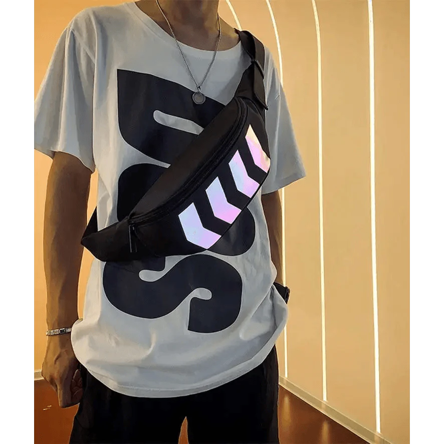 Fashionable Flash Reflective Chest Bag Iridescent Belt  Bum Bag For Travel Festival Sports Unisex Waist Bags