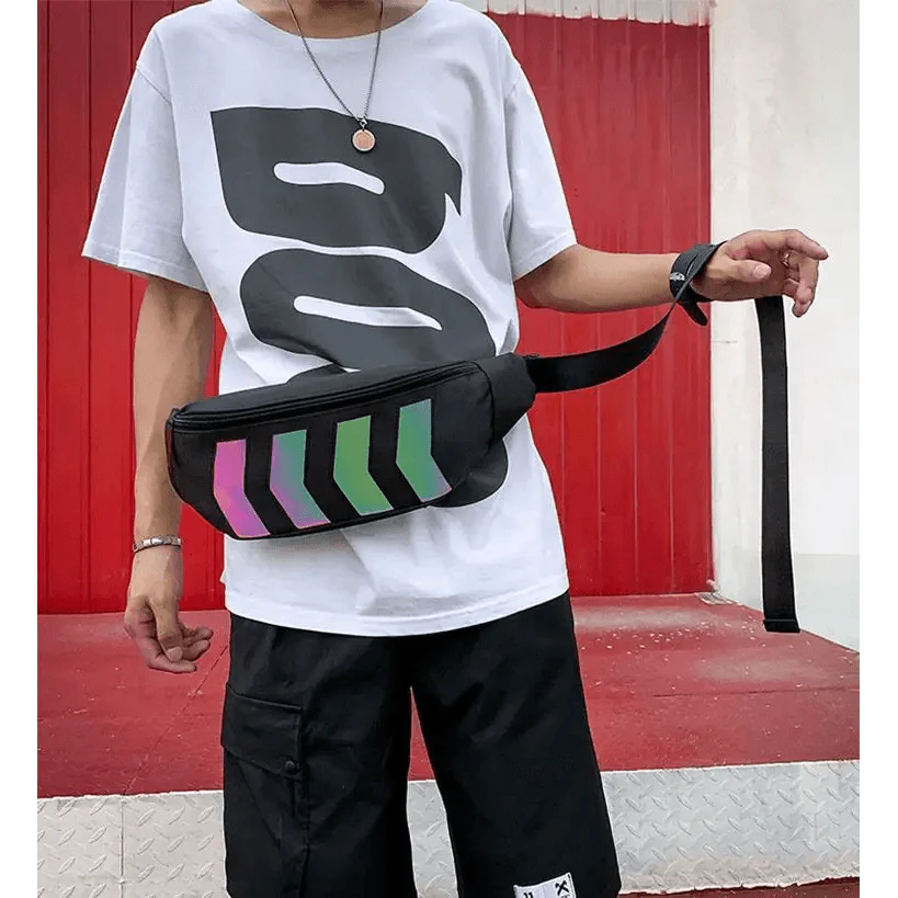 Fashionable Flash Reflective Chest Bag Iridescent Belt  Bum Bag For Travel Festival Sports Unisex Waist Bags