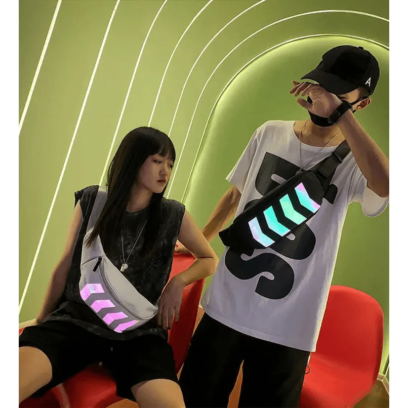 Fashionable Flash Reflective Chest Bag Iridescent Belt  Bum Bag For Travel Festival Sports Unisex Waist Bags