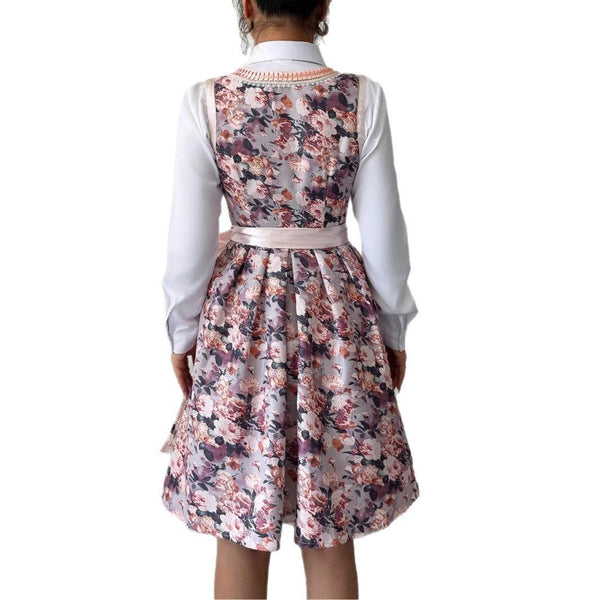 Fashionable floral bouquet waist long skirt dress