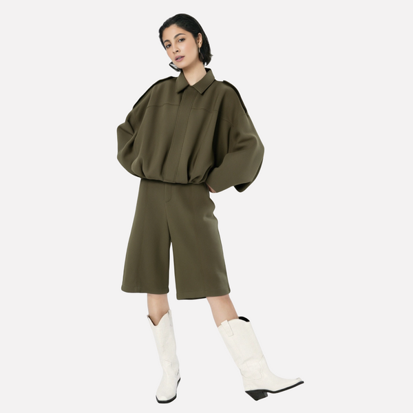 Fashionable lazy suede jacket bomber jacket shorts back skirt jacket set