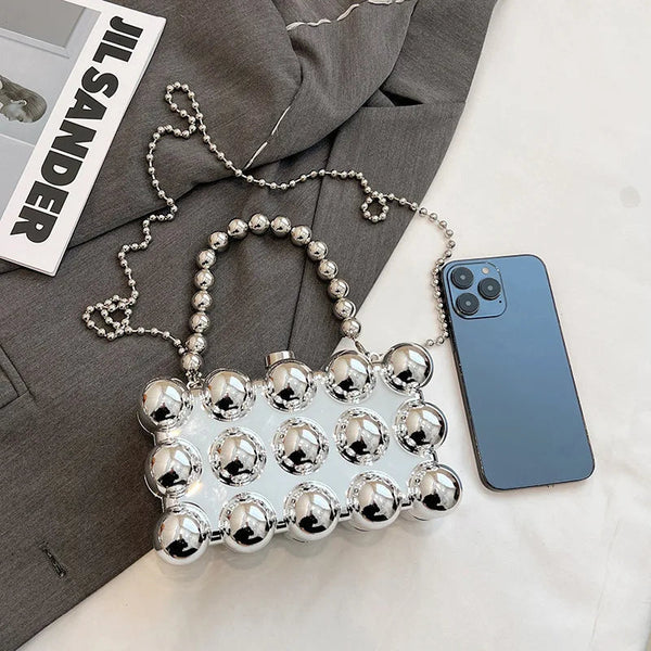 Fashionable mini lipstick bag trendy and versatile pearl chain crossbody bag