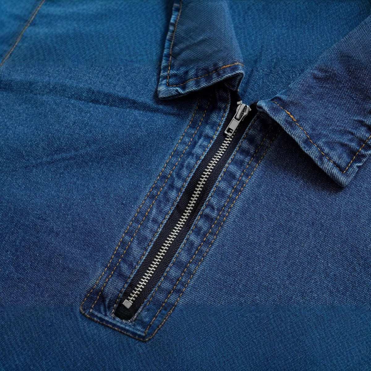 Fashionable retro long sleeved lapel denim shirt top