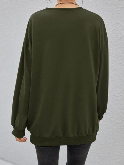 Fashionable round neck long sleeved letter solid color loose hoodie