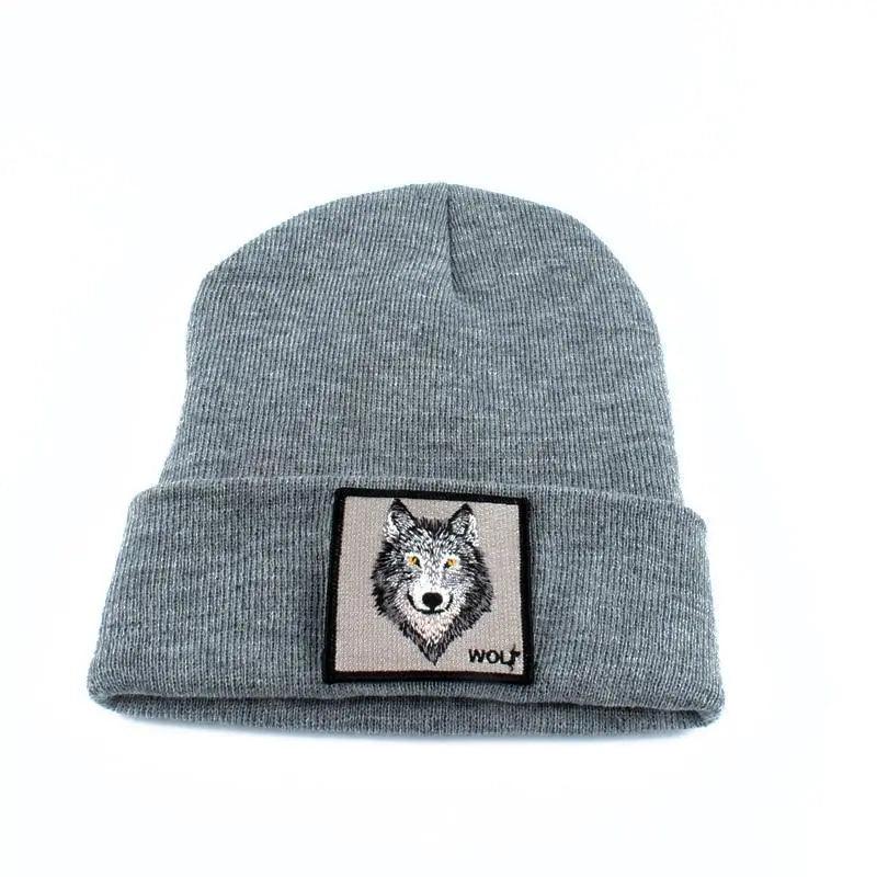 Fashionable Warm Animal Theme Wolf Knitted Unisex Beanies For Women Soft And Comfortable Beanies For Winter And Autumn