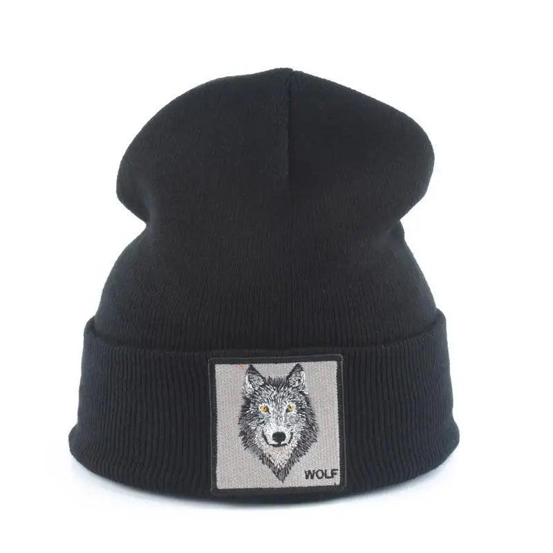 Fashionable Warm Animal Theme Wolf Knitted Unisex Beanies For Women Soft And Comfortable Beanies For Winter And Autumn