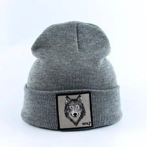 Fashionable Warm Animal Theme Wolf Knitted Unisex Beanies For Women Soft And Comfortable Beanies For Winter And Autumn