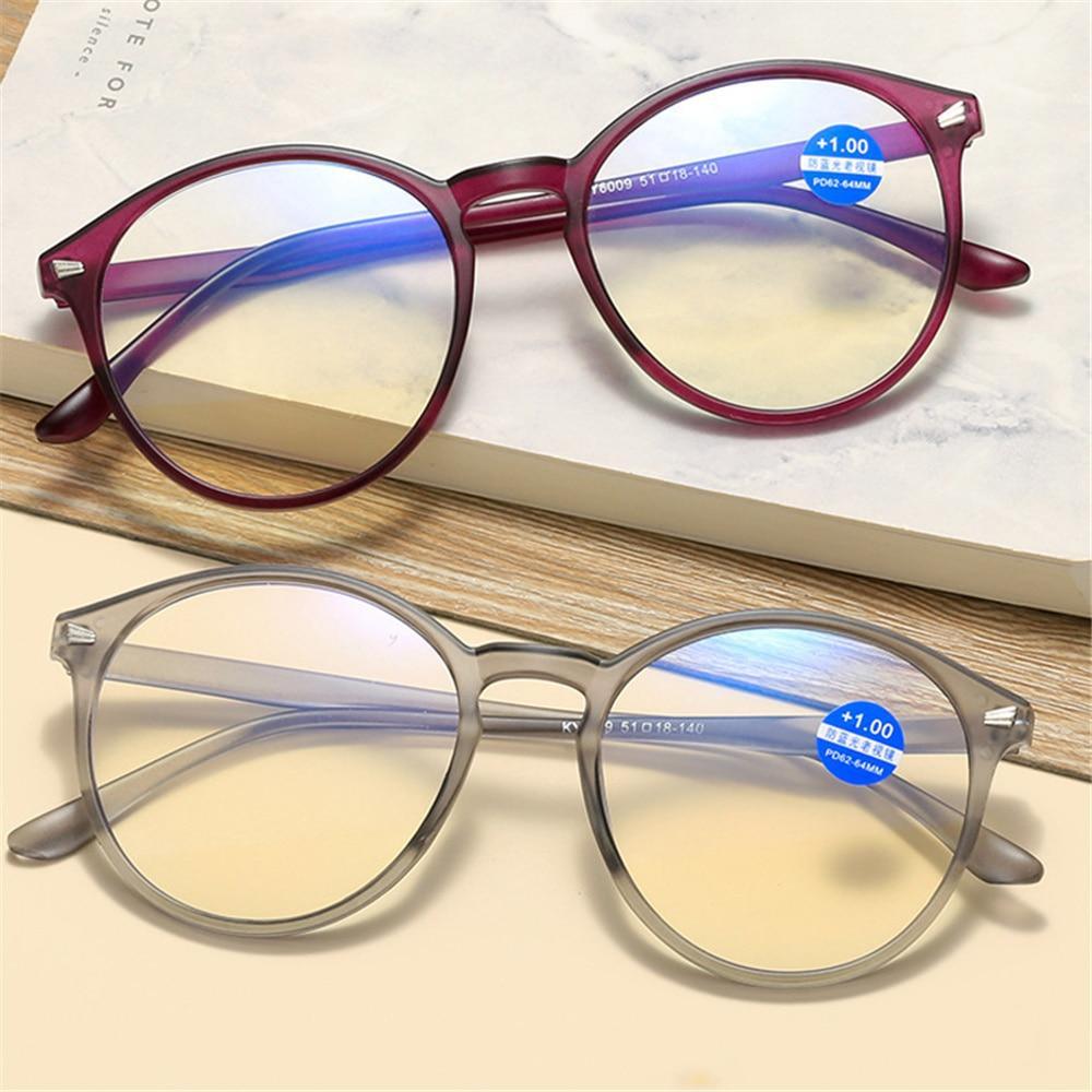Fashionable Women And Men Round Reading Glasses Fashion Ultra Light Anti Blue Light Eyeglasses Unisex Stylish Eyeglasses Glasses Clear Lens Diopters +1+1.5+2+2.5+3+3.5+4
