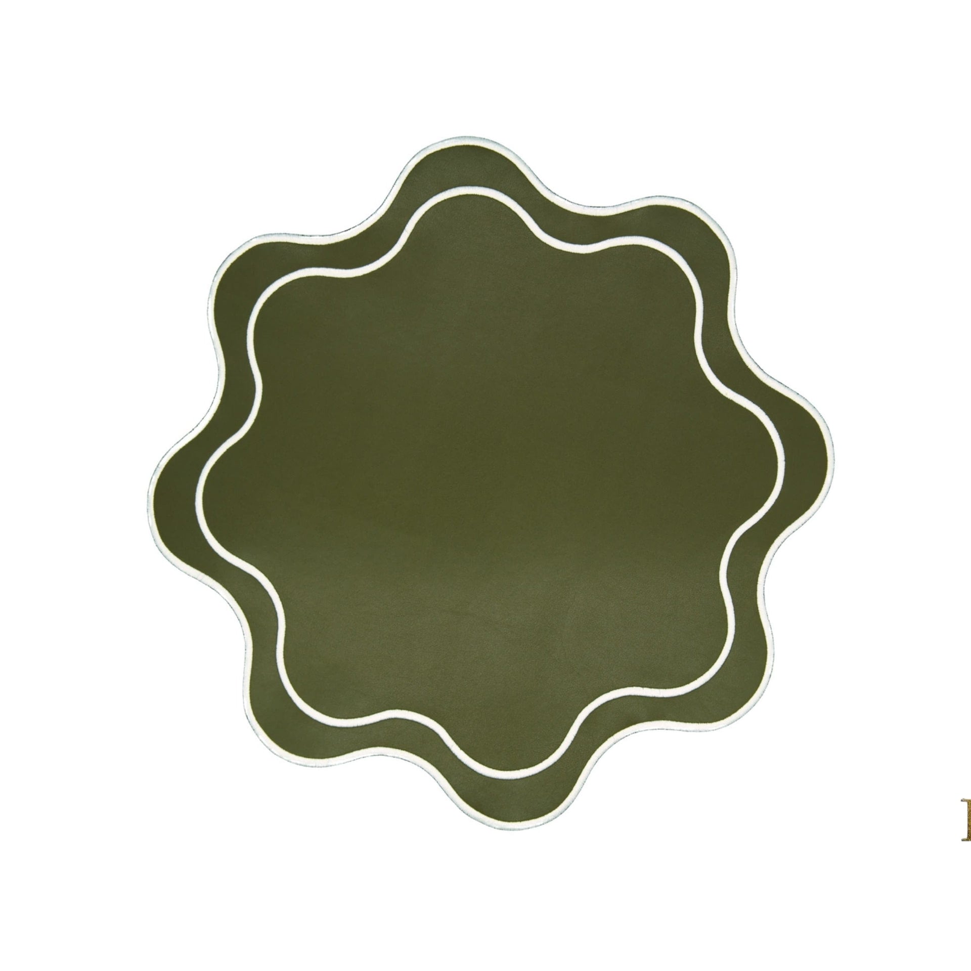 HAVEN DARK GREEN WAVY EDGE FAUX LEATHER PLACEMAT (Set Of 4)