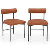 Faux Leather Upholstered Kitchen Side Chair Set of 2 with Curved and Padded Backrest-Brown