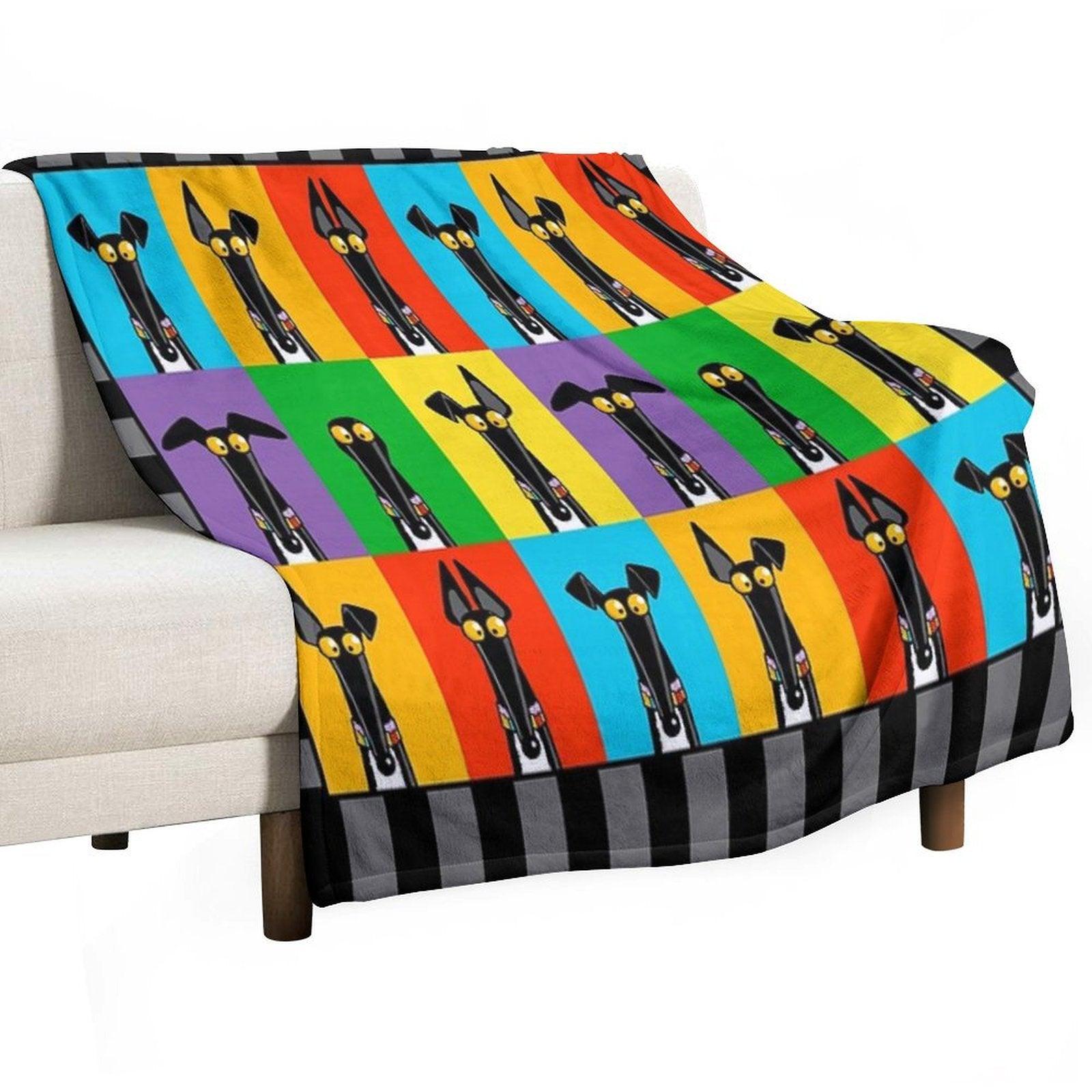 Greyhound Semaphore with Border Throw Blanket