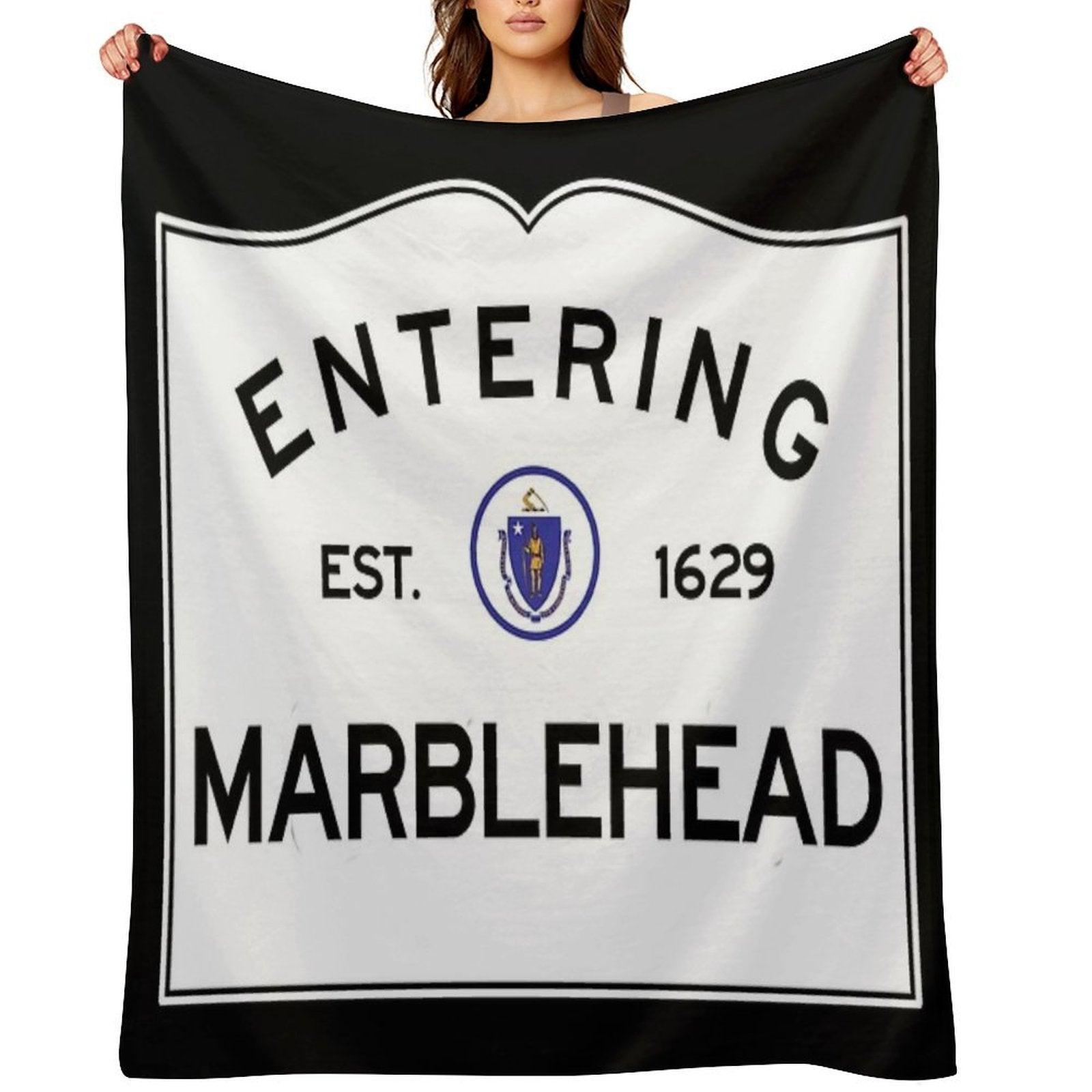 Entering Marblehead - Commonwealth of Massachusetts Road Sign Throw Blanket