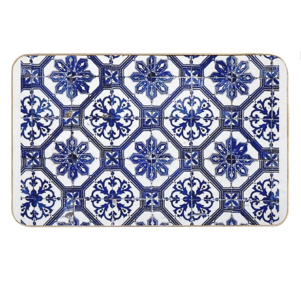 Blue And White Portuguese Tile Bath Mat
