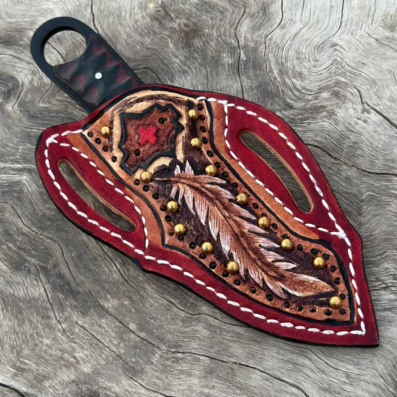 Hand-Tooled Leather Sheath – Fits Up to 5