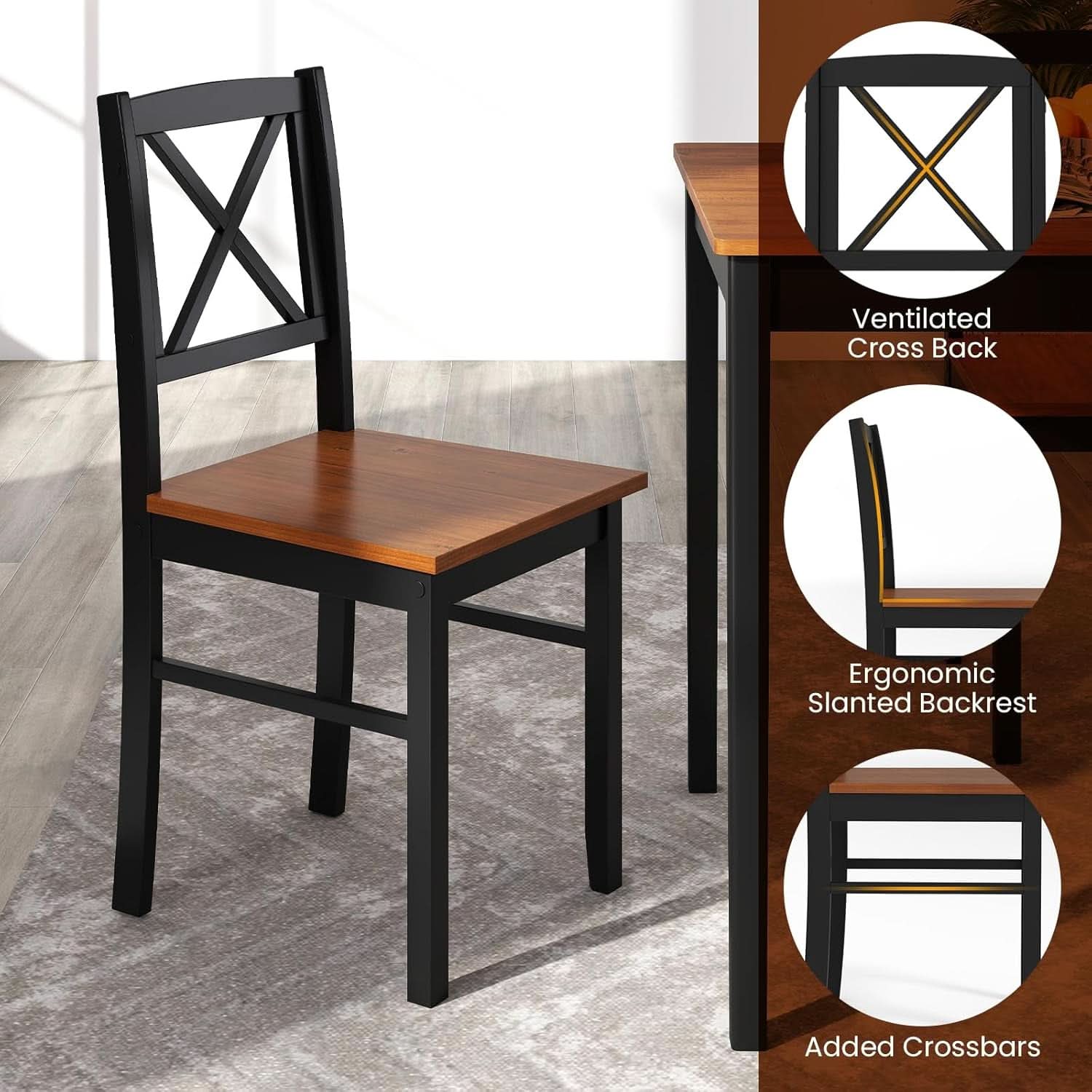 Executive Solid Rubber Wood Space Saving Dining Set