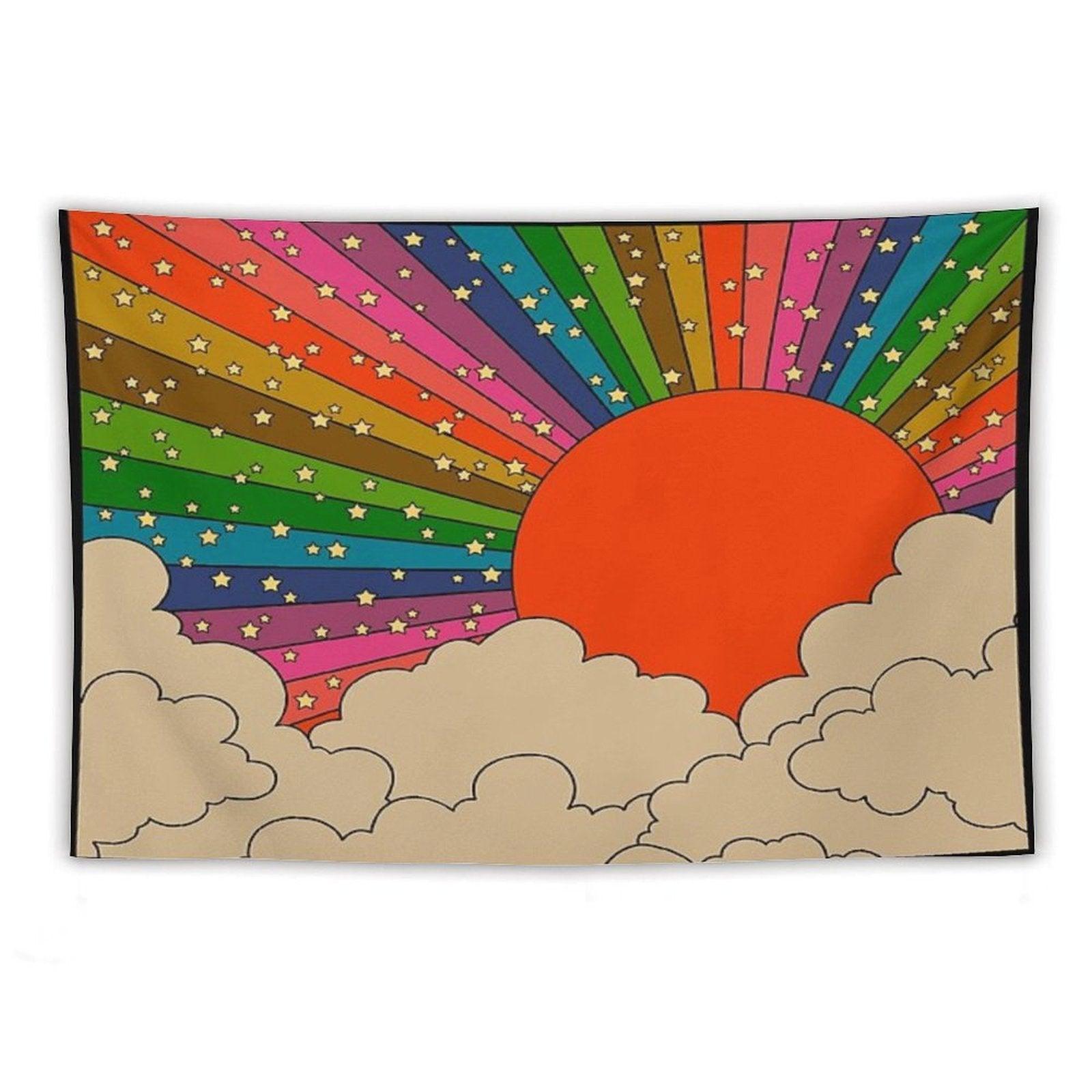 Rainbow 70s Sun Tapestry