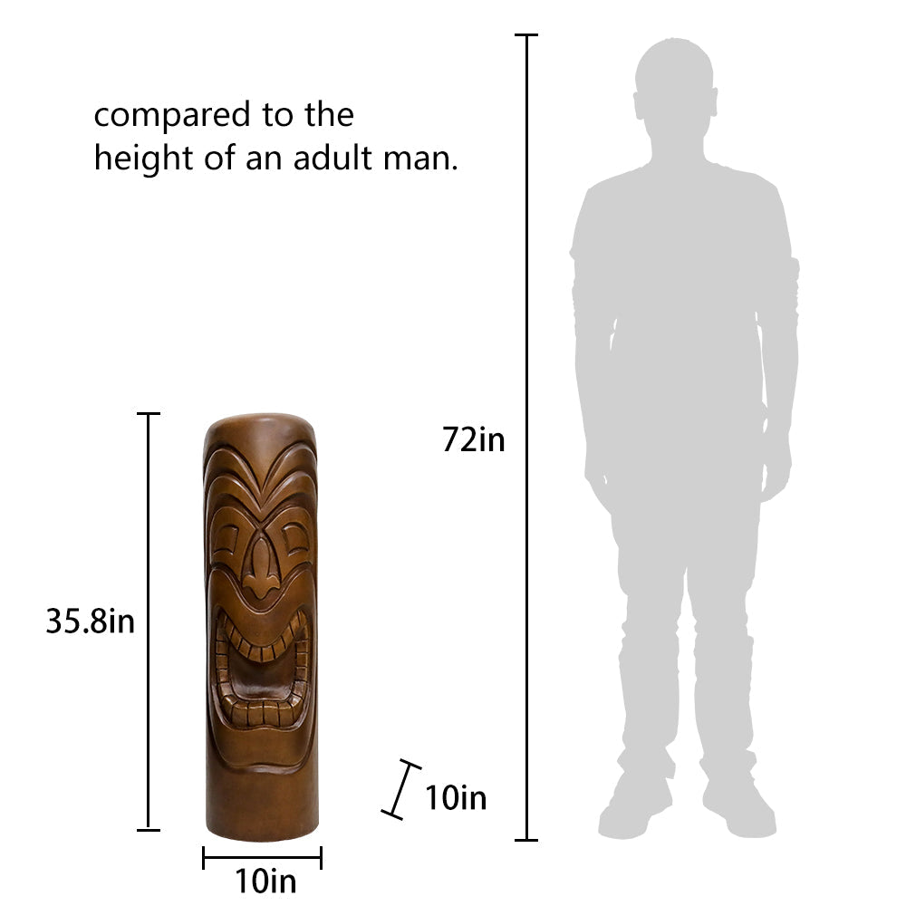 Concrete Tiki Statue Totem Column 35 Inch Tall