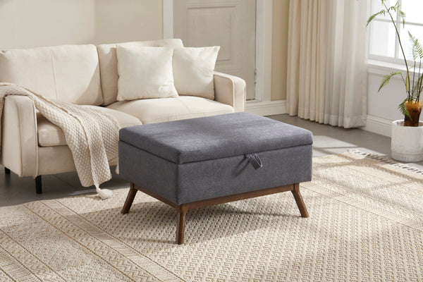 Mid-century modern square coffee table storage bench, assembled, suitable for living room, entryway and family room, used as a coffee table, stirrups, shoe bench