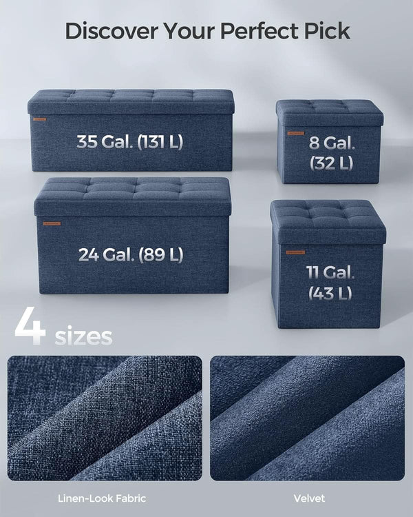 30 Inch Ottoman Bench Midnight Blue Storage Unit Pro Max
