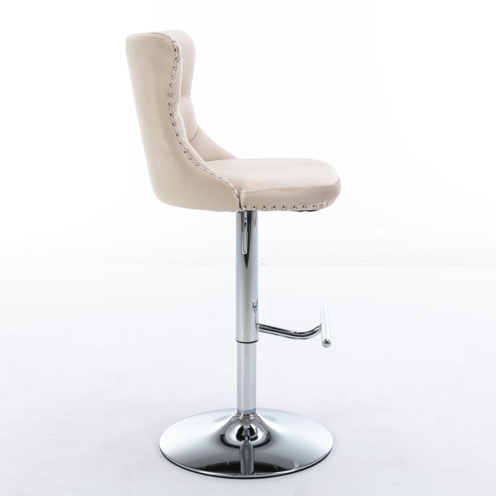 Modern Velvet Swivel Barstools with Adjustable Seat Height and Chrome Base