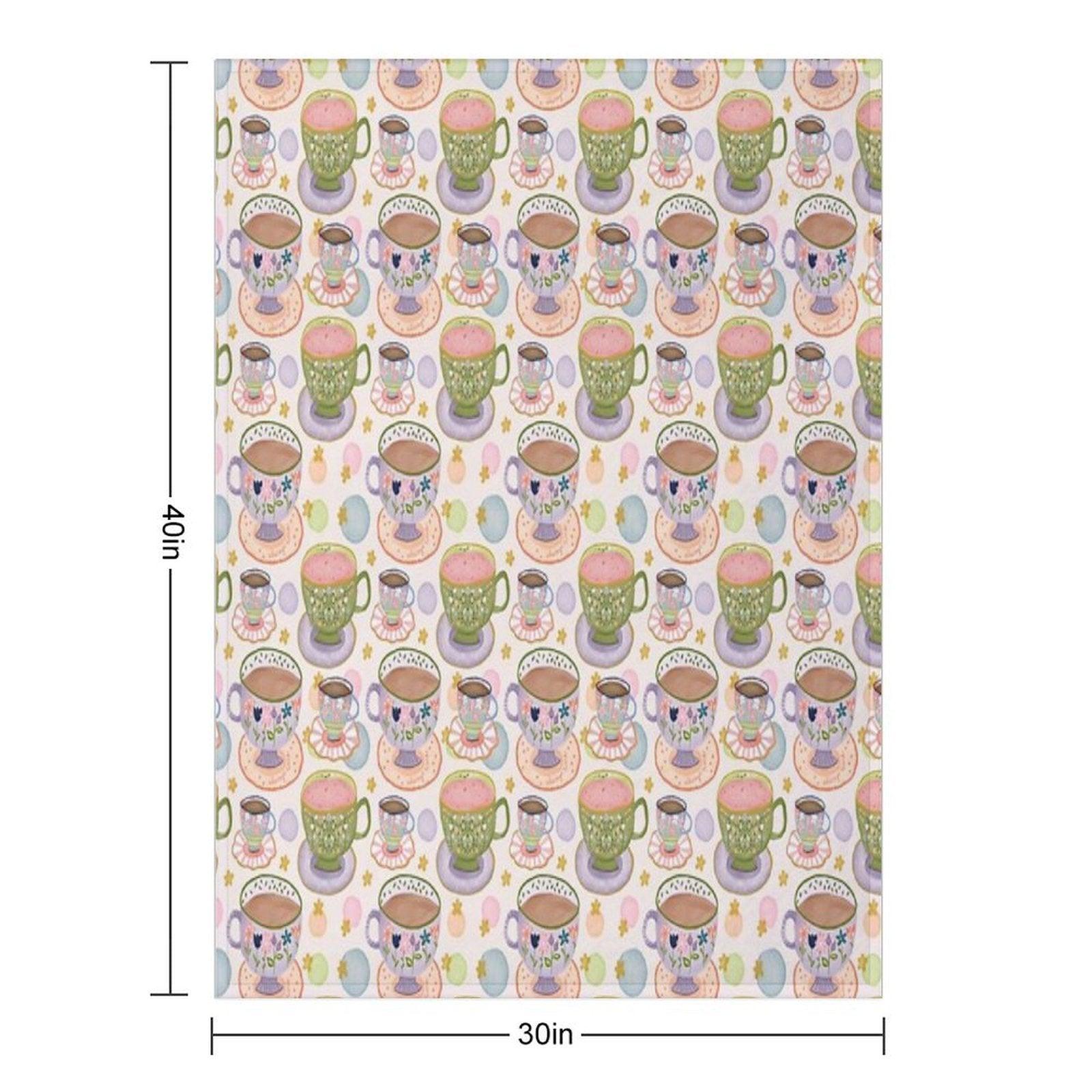 Fancy A Cup of Tea Watercolour Pattern Throw Blanket