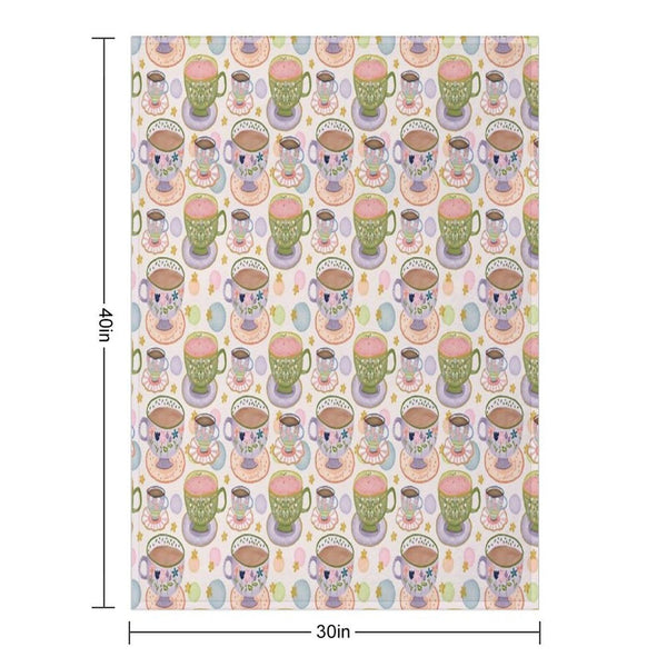 Fancy A Cup of Tea Watercolour Pattern Throw Blanket