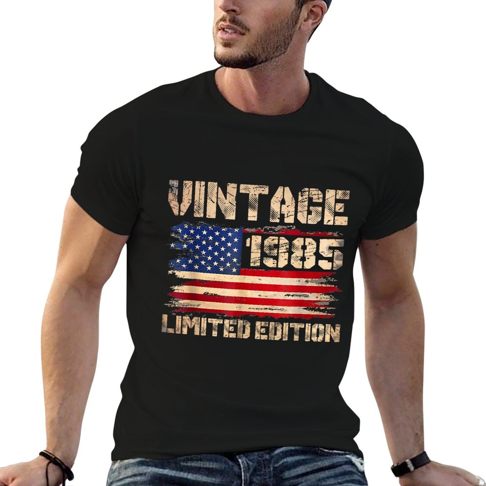 Vintage 1985 40th Birthday Gifts 40 Year Old American Flag T-Shirt BionZax