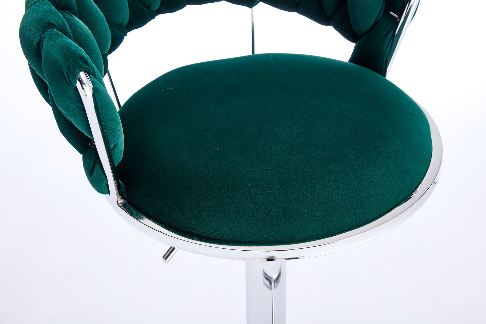 Set of 2 Bar Stools with Chrome Footrest & Base Swivel Height Adjustable Velvet