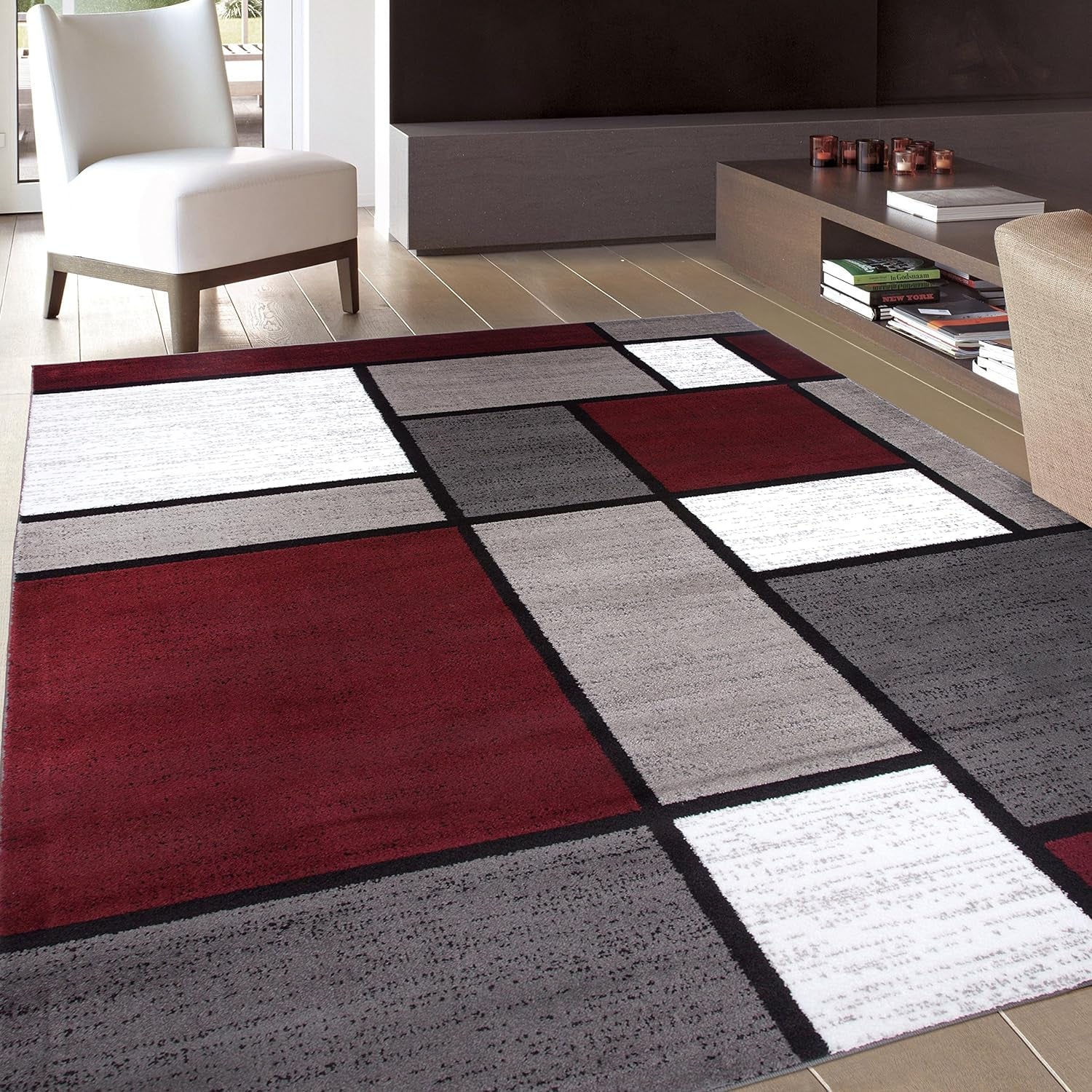 Contemporary Modern Boxes Area Rug 3'3