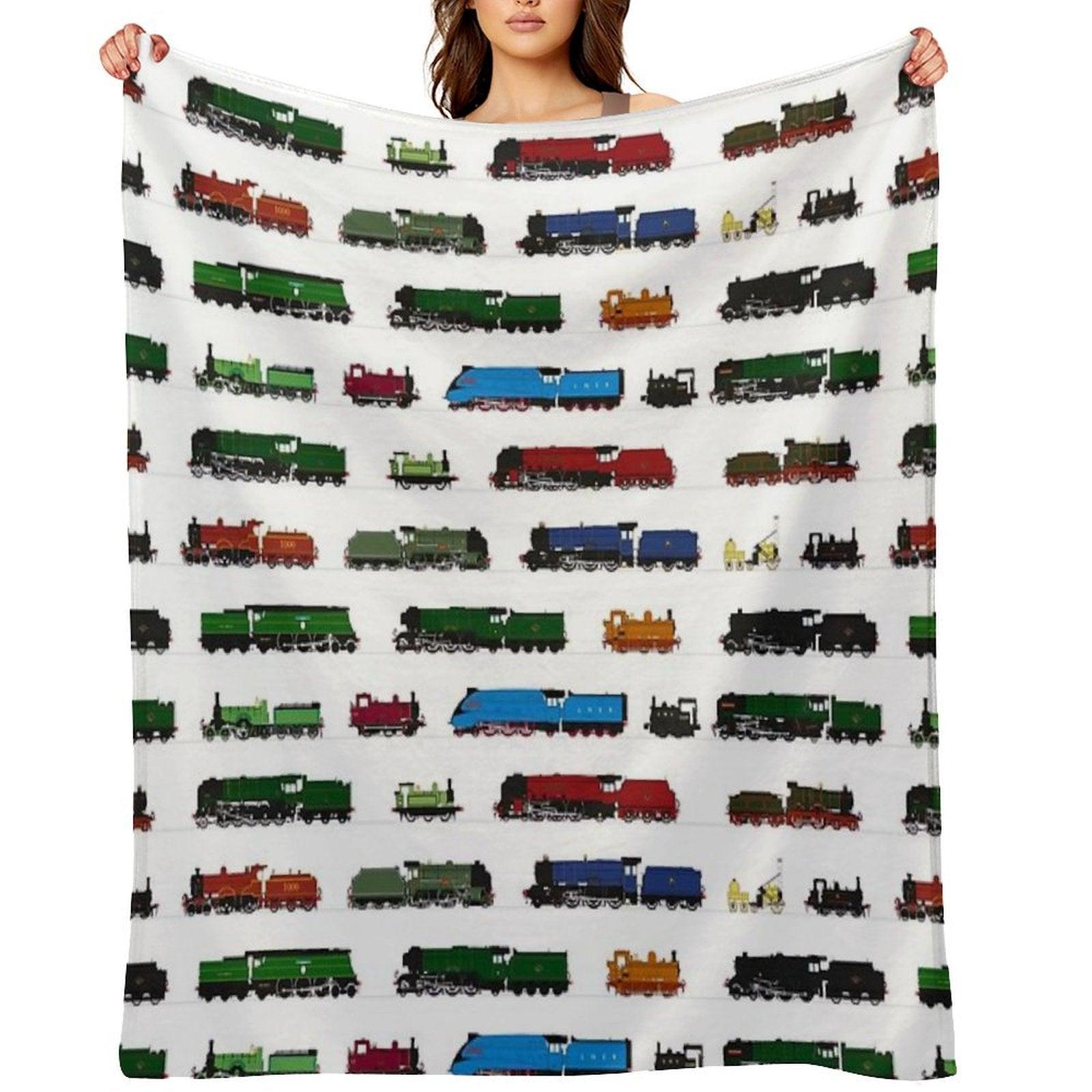 Iconic British Steam Trains Throw Blanket