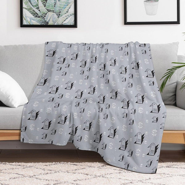 Birds And Eyes Steel Blue Throw Blanket