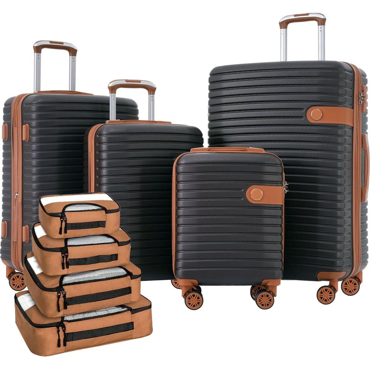 4 Piece Luggage Set Suitcase Set, ABS Hard Shell Lightweight Expandable Travel Luggage with 4 Packing Cubes, TSA Lock, Spinner Wheels for Men Women(16/20/24/28)
