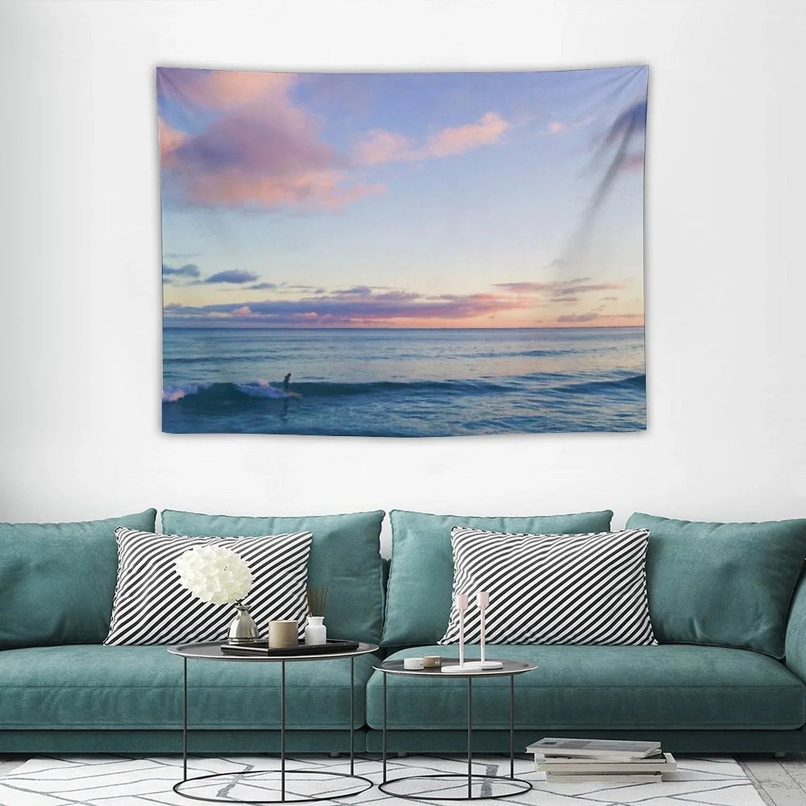 Surfin in A Pastel Dream - Honolulu, Hawaii Tapestry