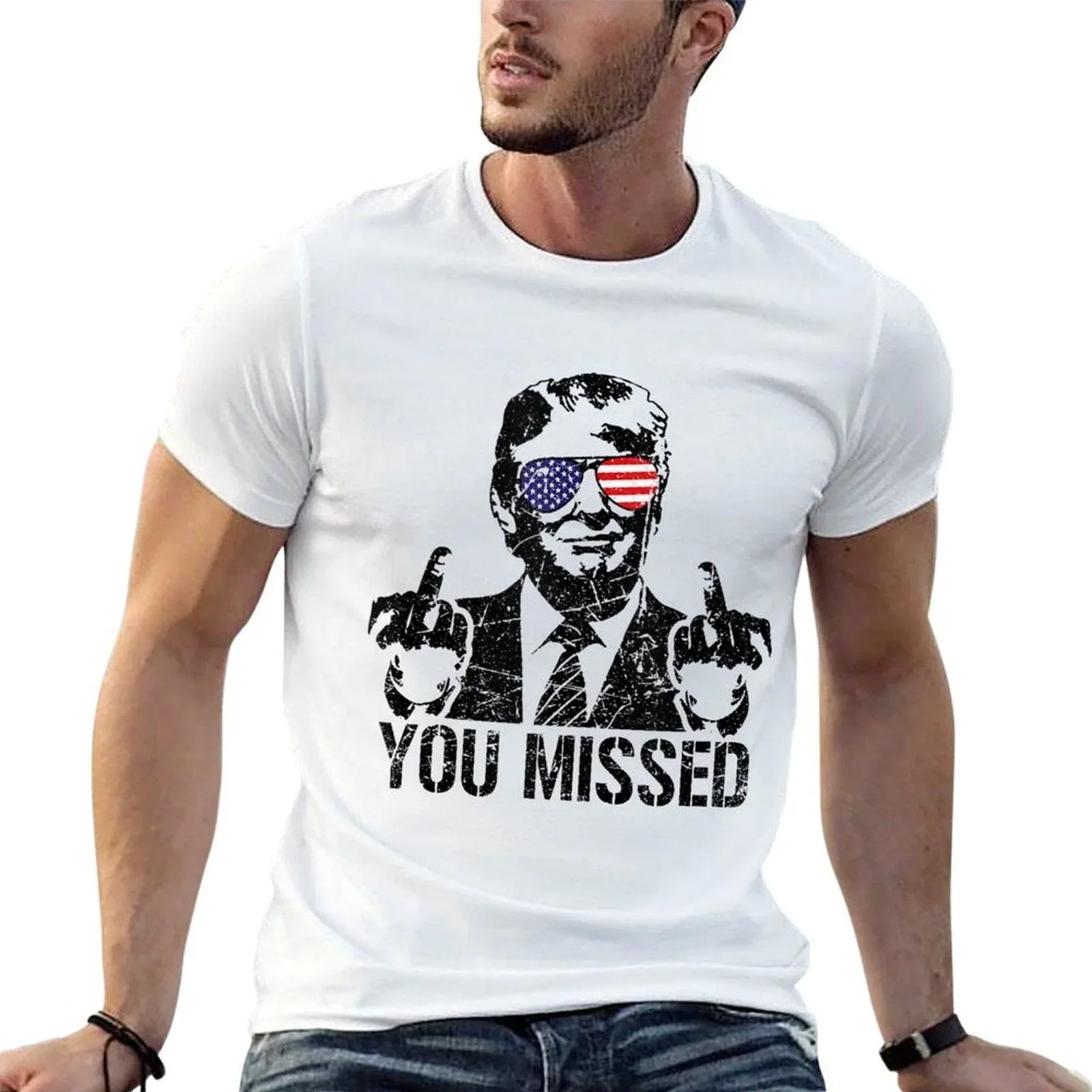 You Missed Trump 2024 Missed Me Tee  Oversized Silhouette T-Shirt