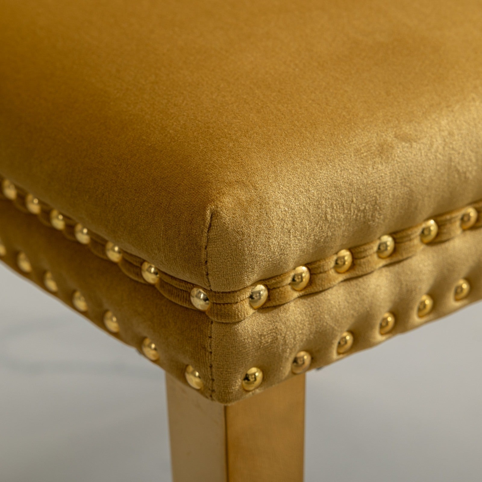 Nikki Collection Modern Tufted Solid Wood Velvet Upholstered Dining Chair with Gold Legs