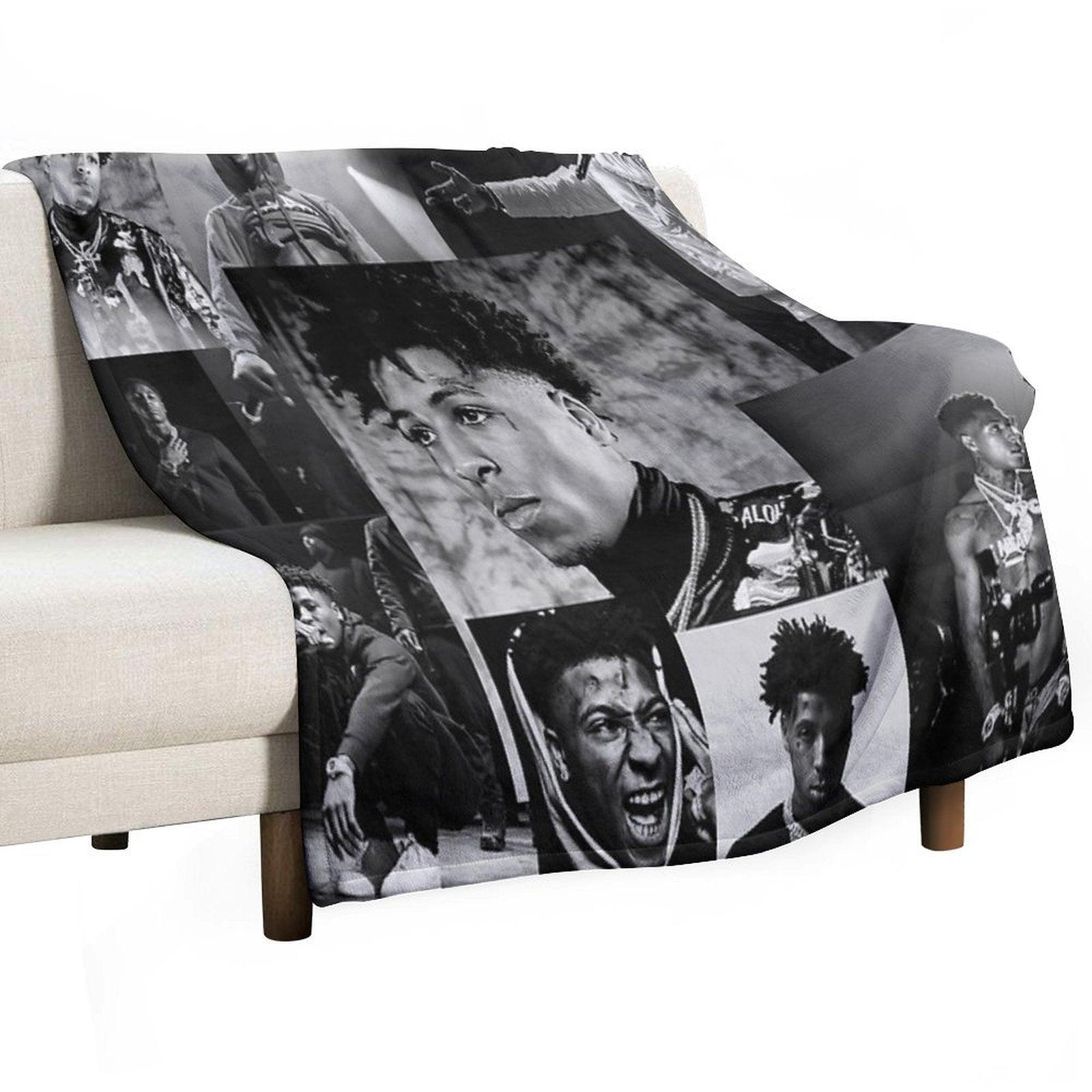Youngboy  B&W Never Broke Again Collage Throw Blanket