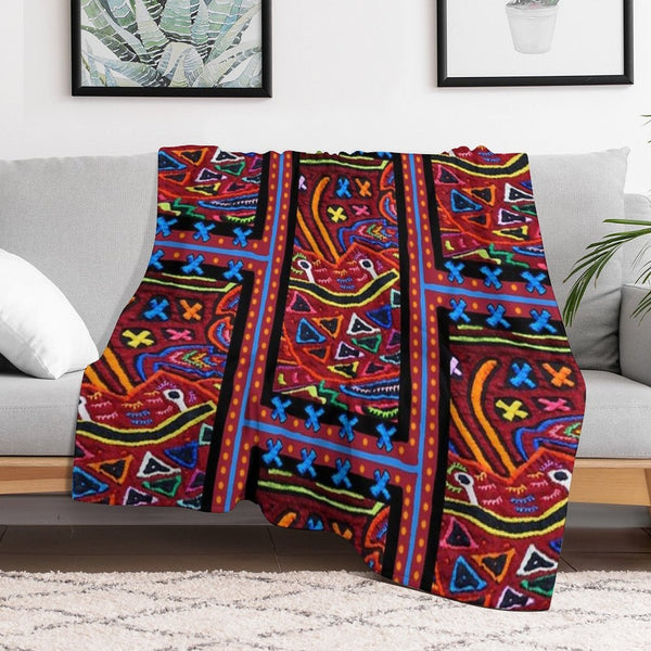 Panama Mola Design Eco-conscious Throw Blanket