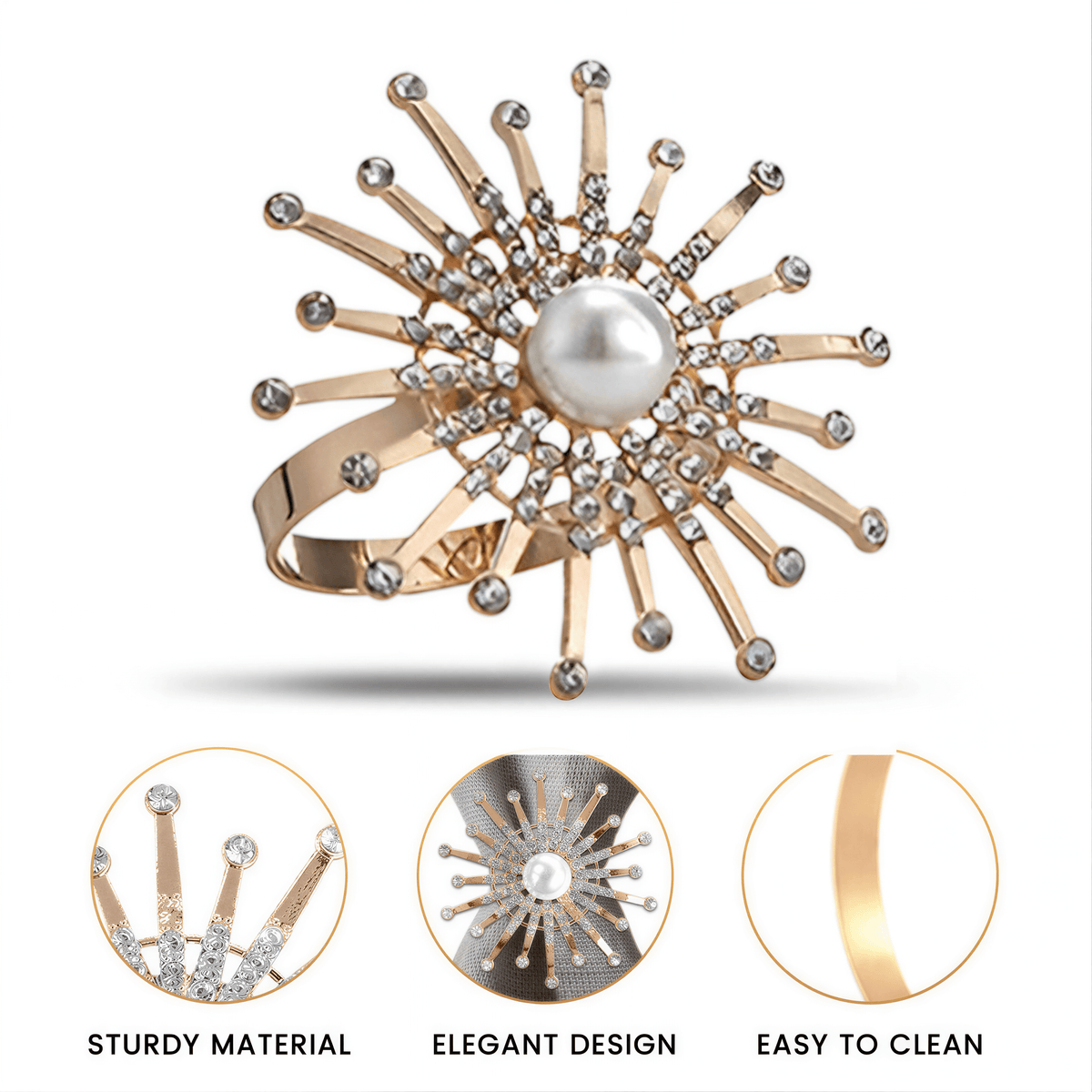 Gold Floral Napkin Rings – Golden Blossom