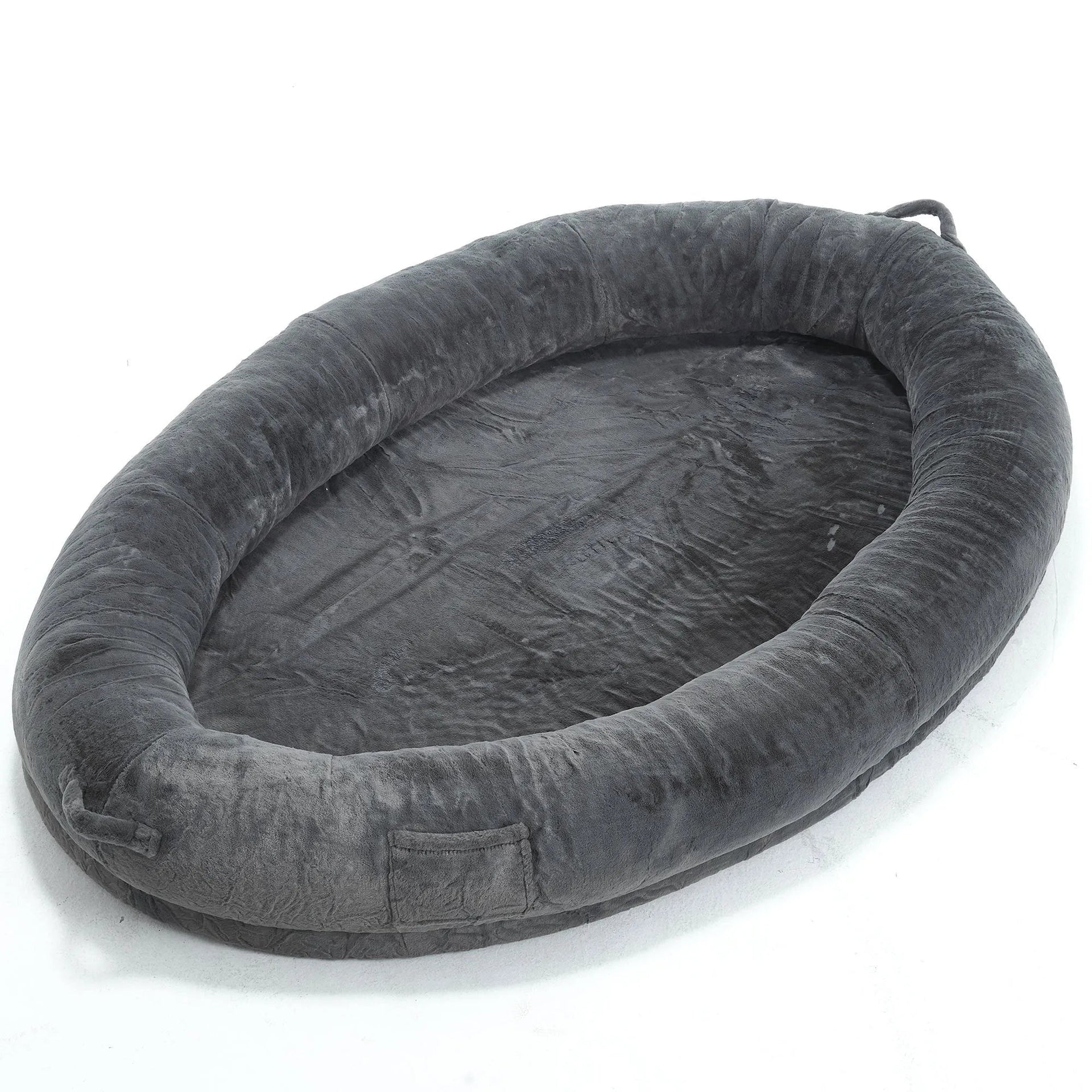 🇫🇷🇪🇪 🇸🇭🇮🇵🇵🇮🇳🇬 Human Dog Bed for Adult, Memory Foam Human Size Pet Bed for Human With Storage Pocket, Dark Gray