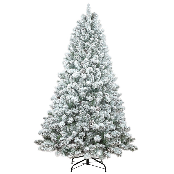 4FT Flocked Christmas Tree with Pine Cones and Snowy PVC Design