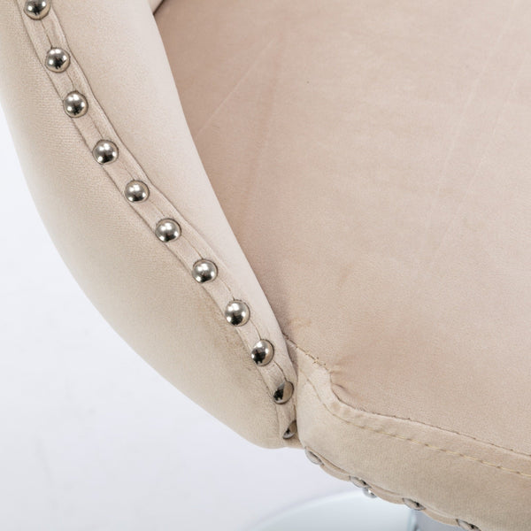 Modern Velvet Swivel Barstools with Adjustable Seat Height and Chrome Base