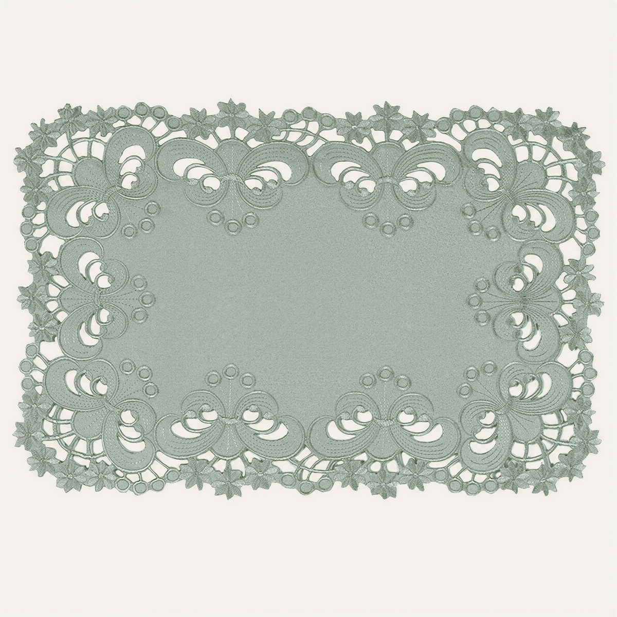 Embroidered Placemats - Gray European Embroidery Dining Table Mats | Rustic & Vintage