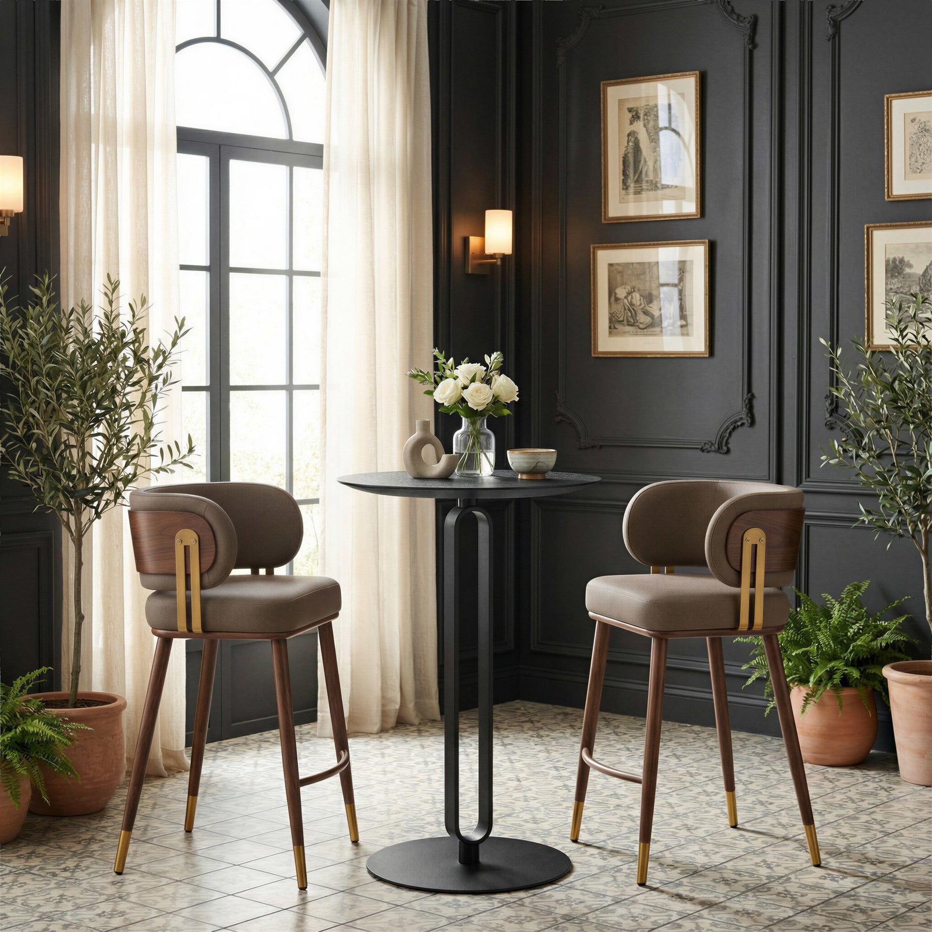 Brew Counter Stool Brown & Walnut