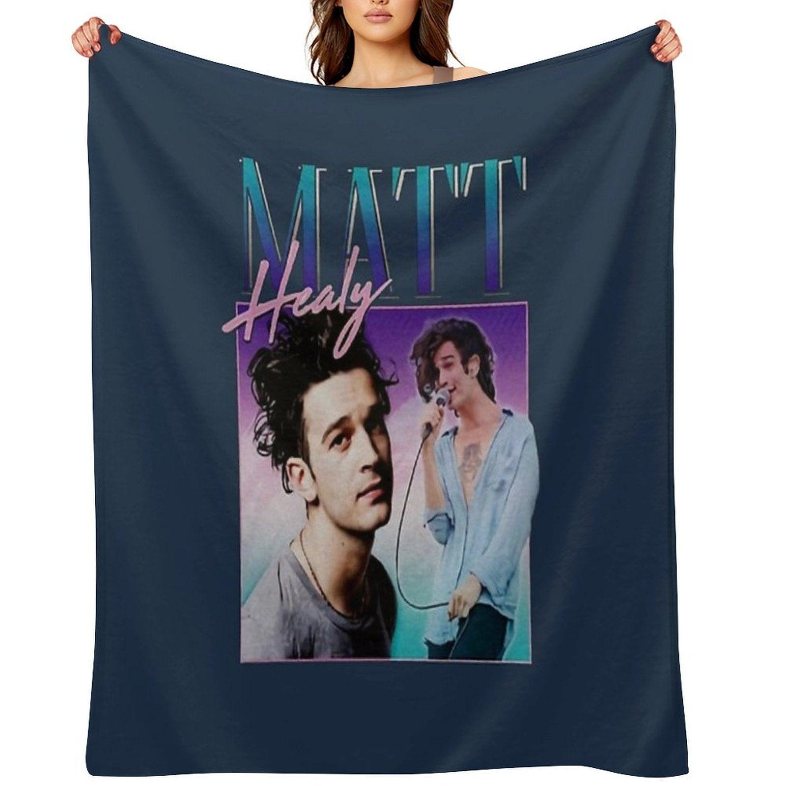 Matt Healy Homage  Funny Matty 1975 Retro 90's 80's Party Throw Blanket