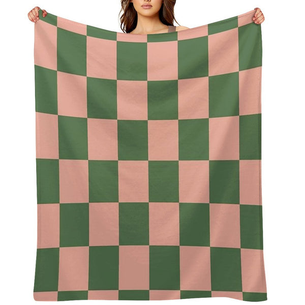 Retro Checkered Pattern Plush Throw Blanket