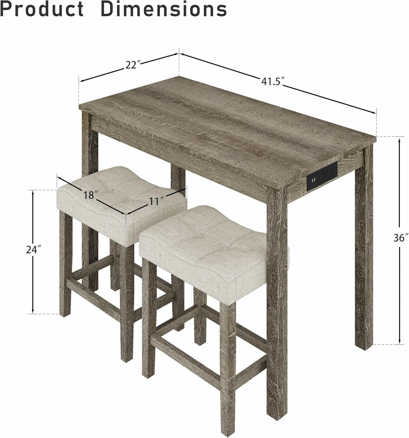 Sophisticated Walnut Finish Counter Height Bar Table
