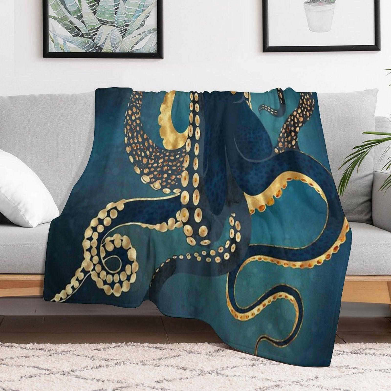 Metallic Octopus IV Throw Blanket