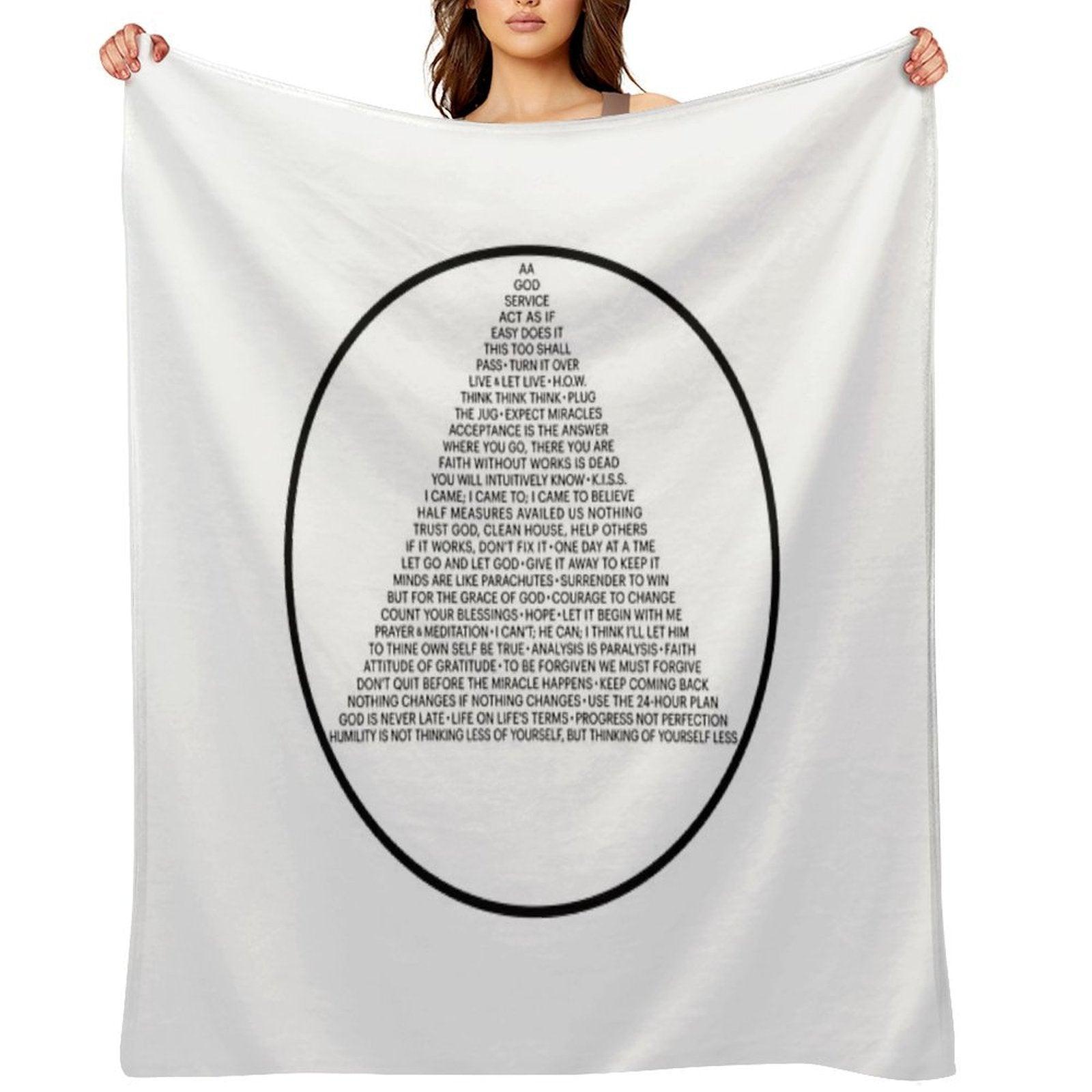 Alcoholics Anonymous Symbol in Slogans (A.A.) Throw Blanket