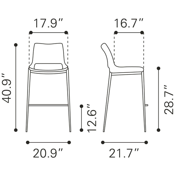 Ace Barstool (Set of 2) Dark Gray & Walnut