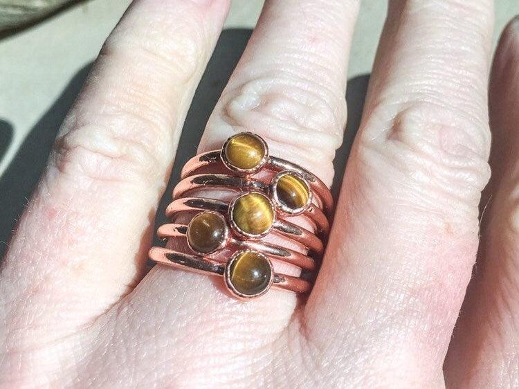 Copper Tiger Eye Stacking Ring Grounded Confidence | By Blackbird & Sage